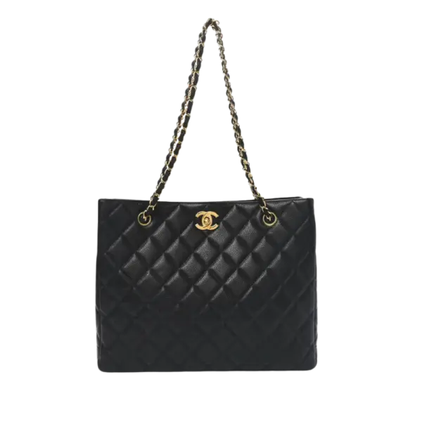 Chanel Caviar Quilted Small Shopping Tote Black
