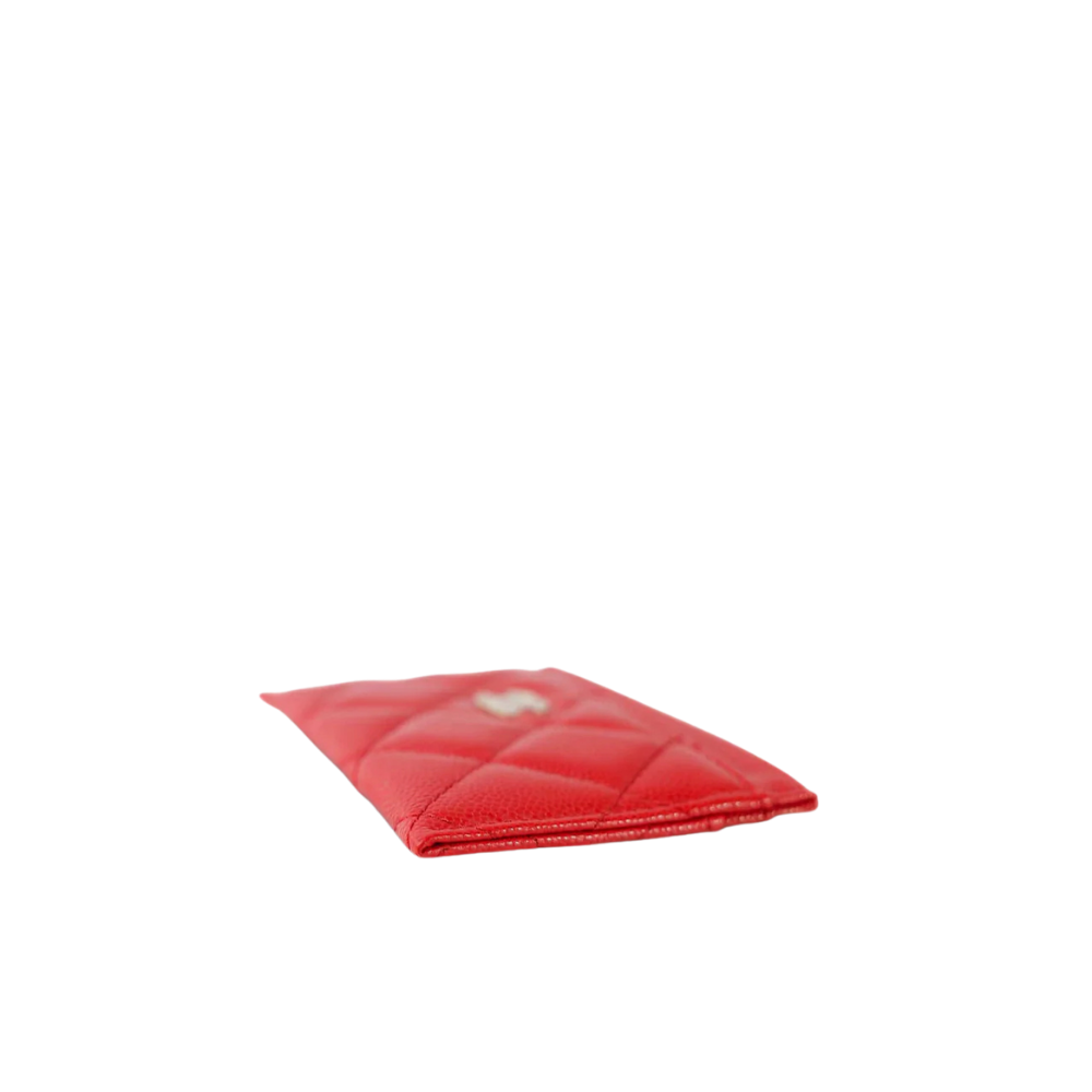 Chanel Red Caviar Quilted Classic Card Holder LGHW - Image 3