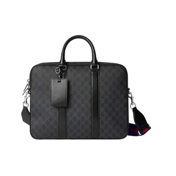 Gucci Black GG Supreme Canvas Medium Briefcase - Authentic