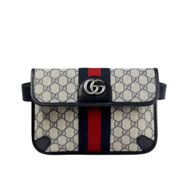 Gucci Ophidia GG Supreme Canvas Small Belt Bag with Web Stripe – Black Leather Trim Ref. 752597