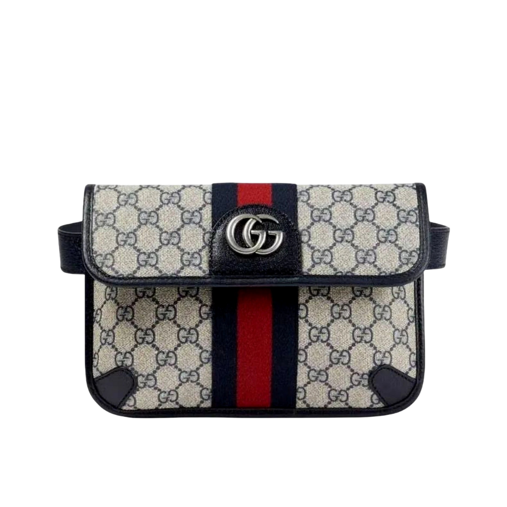Gucci Ophidia GG Supreme Canvas Small Belt Bag with Web Stripe – Black Leather Trim Ref. 752597