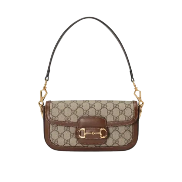 Gucci Horsebit 1955 Small Shoulder Bag - GG Supreme Canvas & Brown Leather Ref. 735178 92TCG 8563