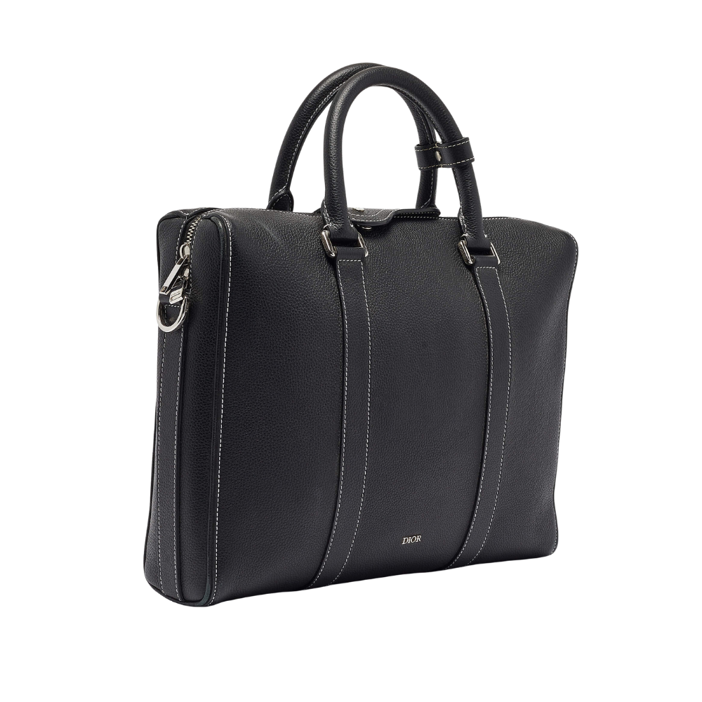Dior Black Leather Lingot Briefcase Bag - Image 3