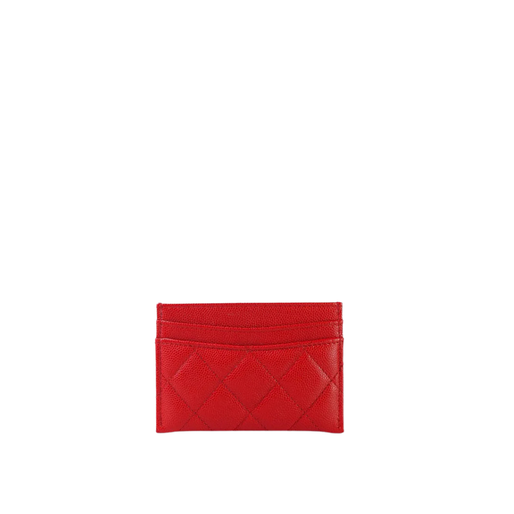 Chanel Red Caviar Quilted Classic Card Holder LGHW - Image 5